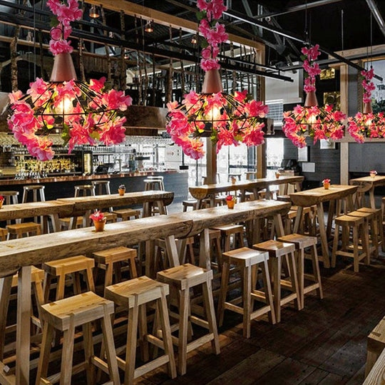 Simulation Flower Birdcage Plant Pendant Light Theme Tavern Restaurant Clothing Store Business