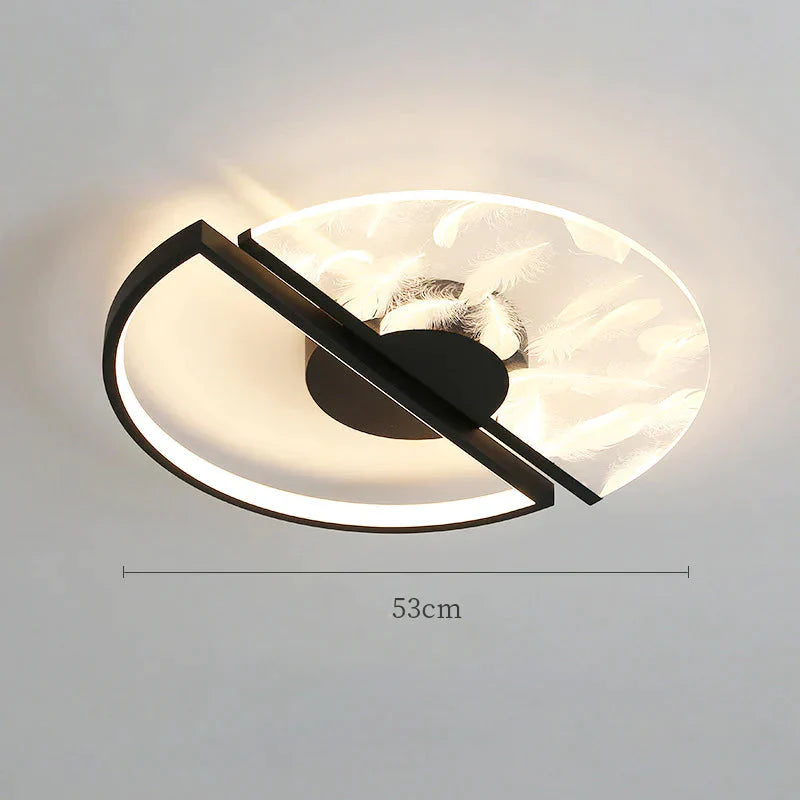 Feather Ceiling Lamp Of Nordic Light In The Bedroom Simple Modern Warm Romantic Master Black / Tri