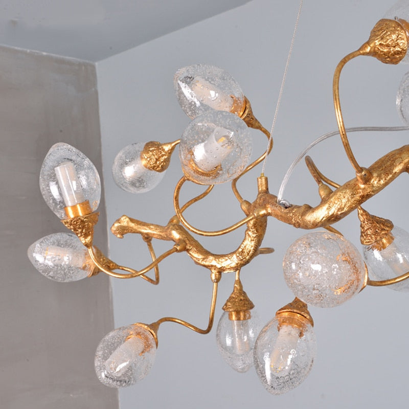 Vintage Glass Aluminum Led Chandeliers: Retro Pendant Lights For Living Room Home Decoration Light
