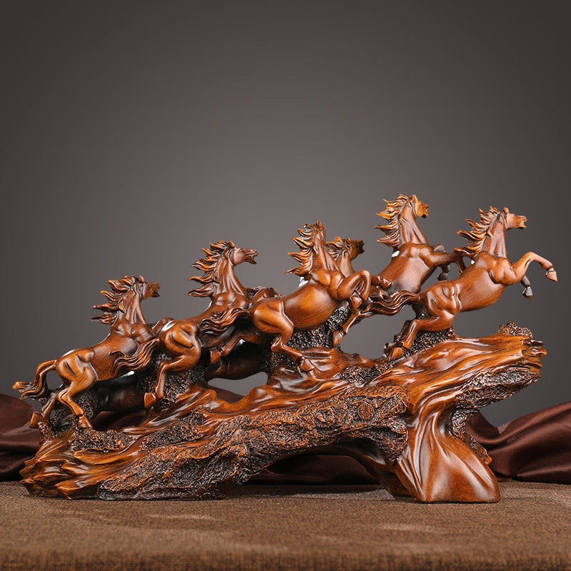 Home Decor: Wealth - Attracting Eight Horses Ornament For Living Room And Office Desktop Decoration