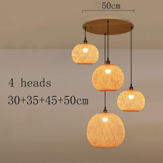 New Round Ball Bamboo Pendant Lights Vintage Kitchen Light Fixtures Minimalist Home Lighting Dining