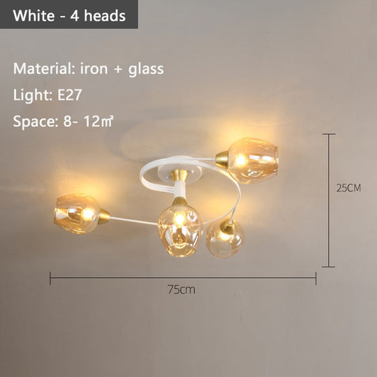 Luna Art Deco Series - Nordic Modern Glass Molecular Led Ceiling Lamp For Living Room Dining