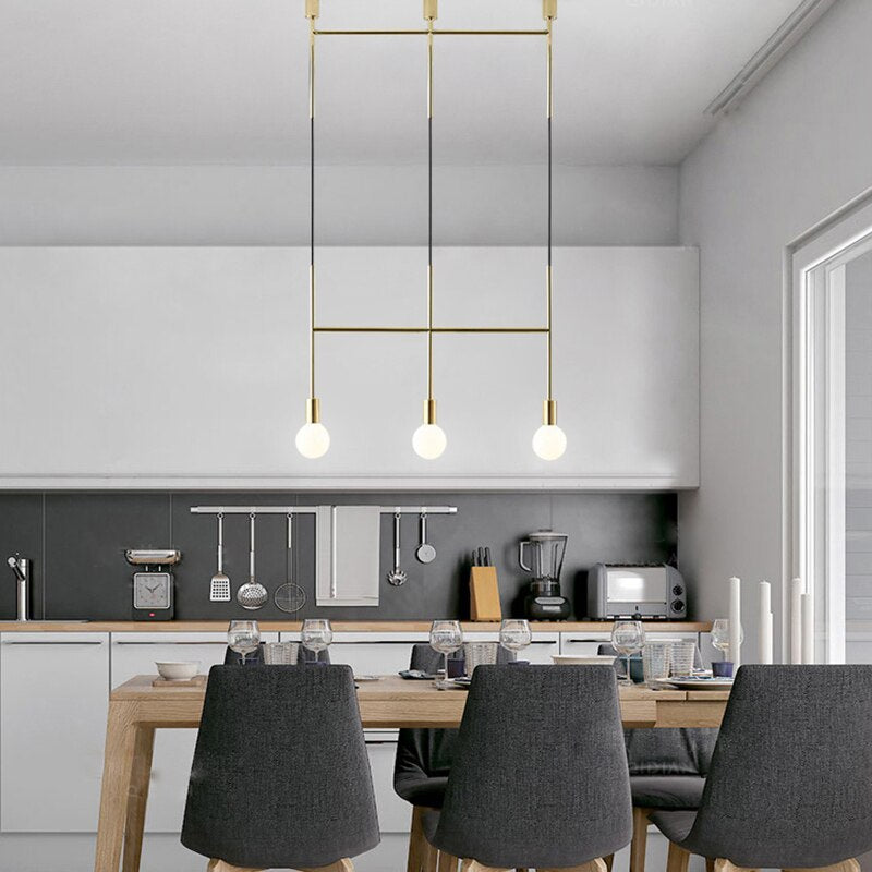 Modern Chandelier Lights Gold Black Long Bar Led Designer Nordic Loft Lustre Industriel Avize Light