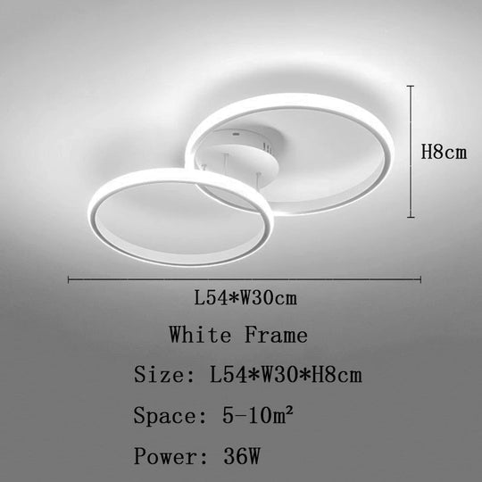 Nordic White Led Ceiling Lights For Living Room Dining Rings Lamps Kitchen Bedroom Indoor Fixture