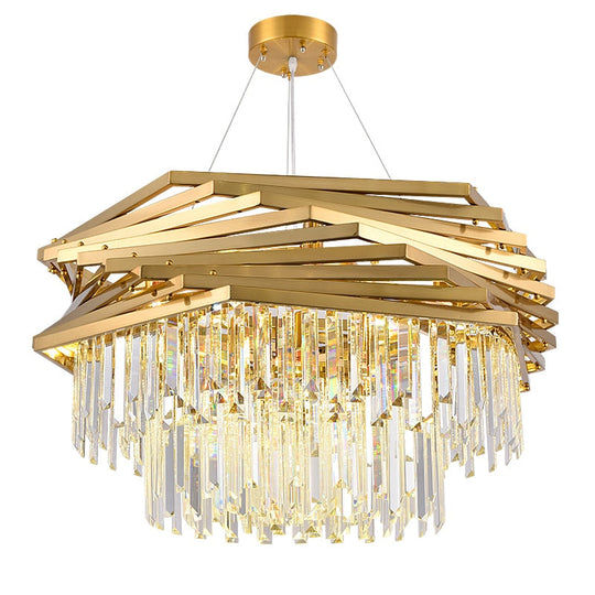 Modern Crystal Chandeliers / Gold Luxury Ceiling Chandelier Fixture For Living Room Hotel Hall