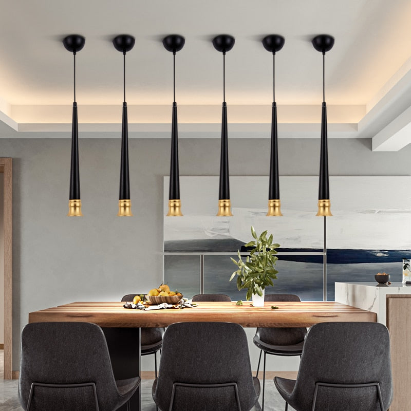 New Creative Horn Pendant Light Hotel Office Front Desk Led Lamp Modern Black + Gold Small