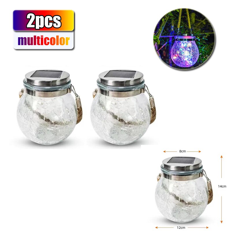 Solar Glass Crack Lights: Distinctive Fairy Lighting For Gazebos And Patios Multicolour - 2Pcs