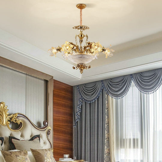 European New Design Led Glass Lampshade Light Brass Pendant Home Living Dining Room Chandelier