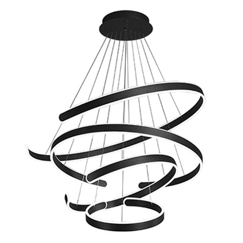 Modern 4 Round Ring Led Ceiling Chandeliers For Living Dining Room Staircase Hanging Lamp Home