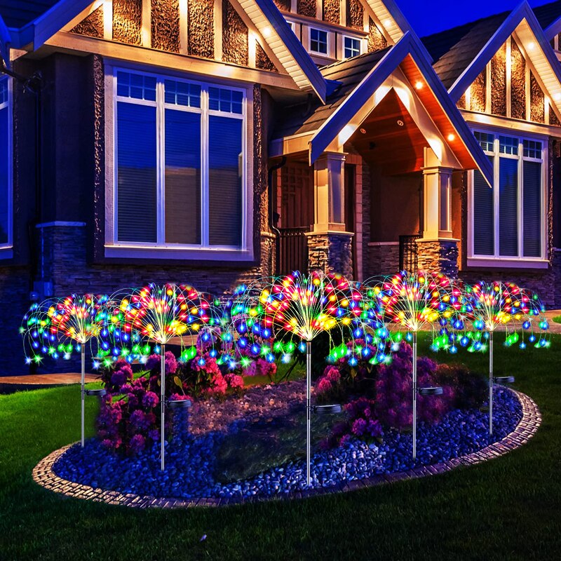 Outdoor Solar Garden Lawn Firework Lights Waterproof Landscape Decor Lamp For Pathway Backyard