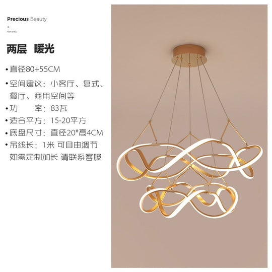 Nordic Luxury Gold Lustre Ring Led Decorative Pendant Lights Modern Simple Hanging Lamp Living Room