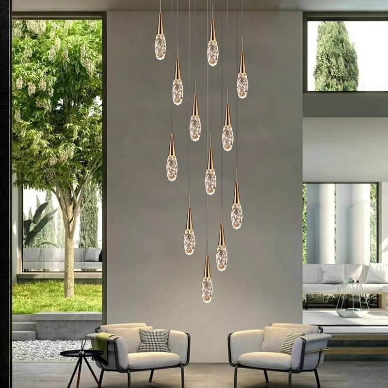 Diamond Crystal Chandelier Gold Interior Designer Living Room Lamp Villa Restaurant Attic Modern