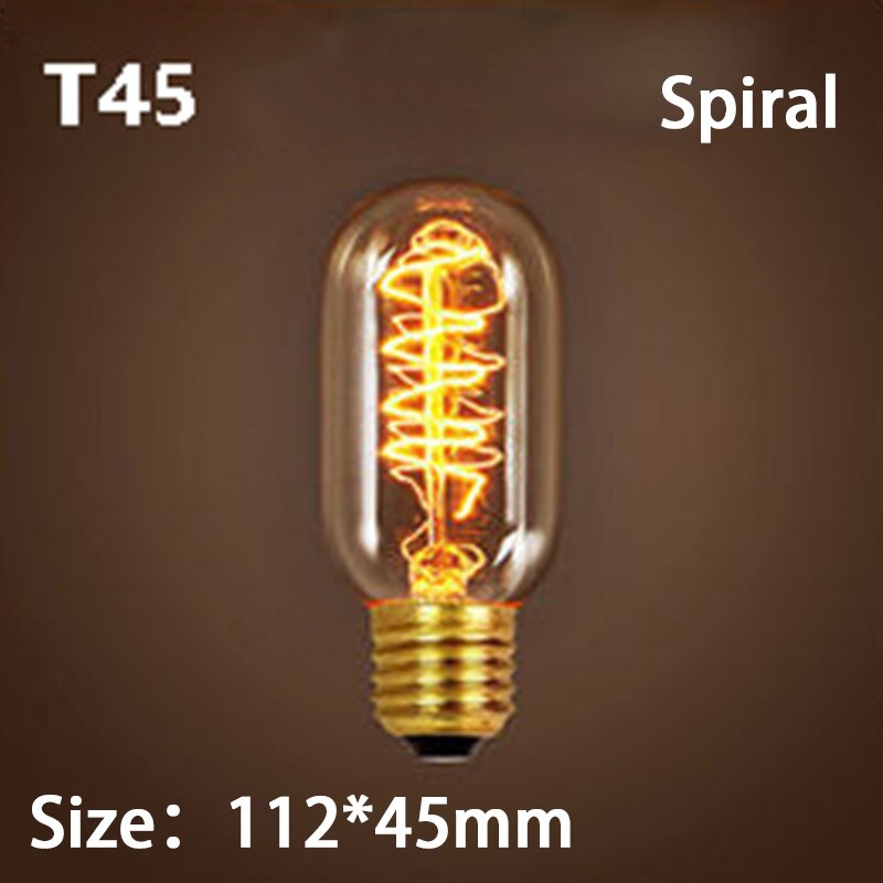 E27 Retro Edison Bulb 220V 40W Light A19 G80 G95 St64 T10 T45 Filament Vintage Ampoule Incandescent