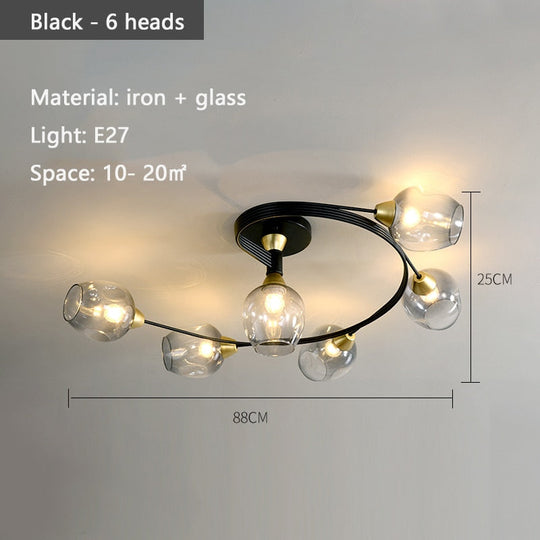 Luna Art Deco Series - Nordic Modern Glass Molecular Led Ceiling Lamp For Living Room Dining