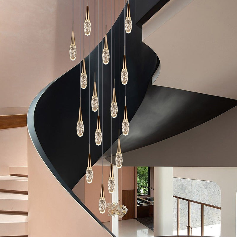 Diamond Crystal Chandelier Gold Interior Designer Living Room Lamp Villa Restaurant Attic Modern