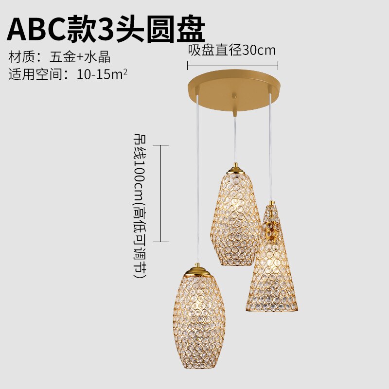 Italian Design Luxury Gold Lustre Crystal Pendant Lights Modern Light Fixtures For Living/Dining