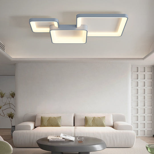 Minimalist Square Living Room Chandeliers Simple Modern Home Lamp Atmosphere Bedroom Ledlamp