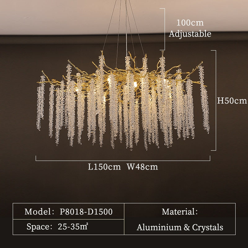 Luxury Handmade Crystal Chandelier With Branch Art Design - Perfect For Living Rooms Villas Halls