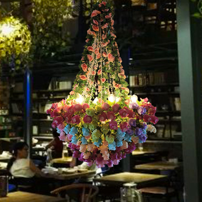 Simulation Fiowers And Plants Chandelier Theme Bar Hotel Decoration Pendant Light Restaurant Qing