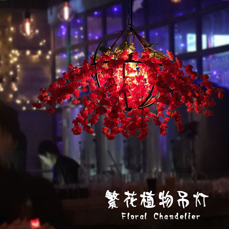 Music Dining Bar Simulation Flower Pendant Light Restaurant Hot Pot Barbecue Decoration Chandelier