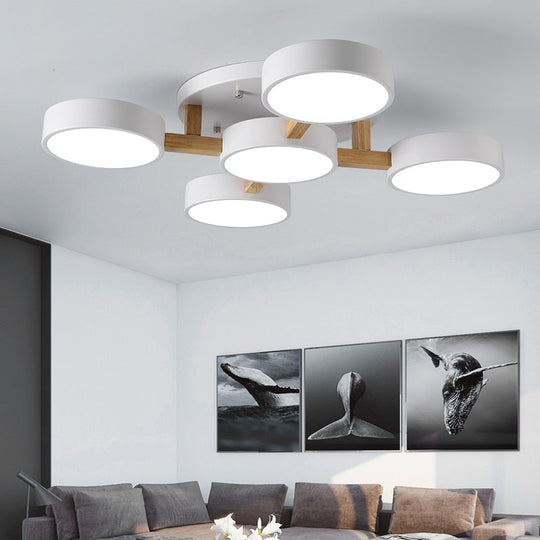 Nordic Style Decorative Wood Art Led Ceiling Light For Living Room Ceiling