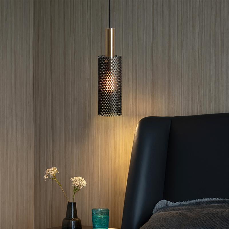 White Black Mesh Lampshade Nordic Pendant Light Bedside Chandeliers Indoor Restaurant Kitchen