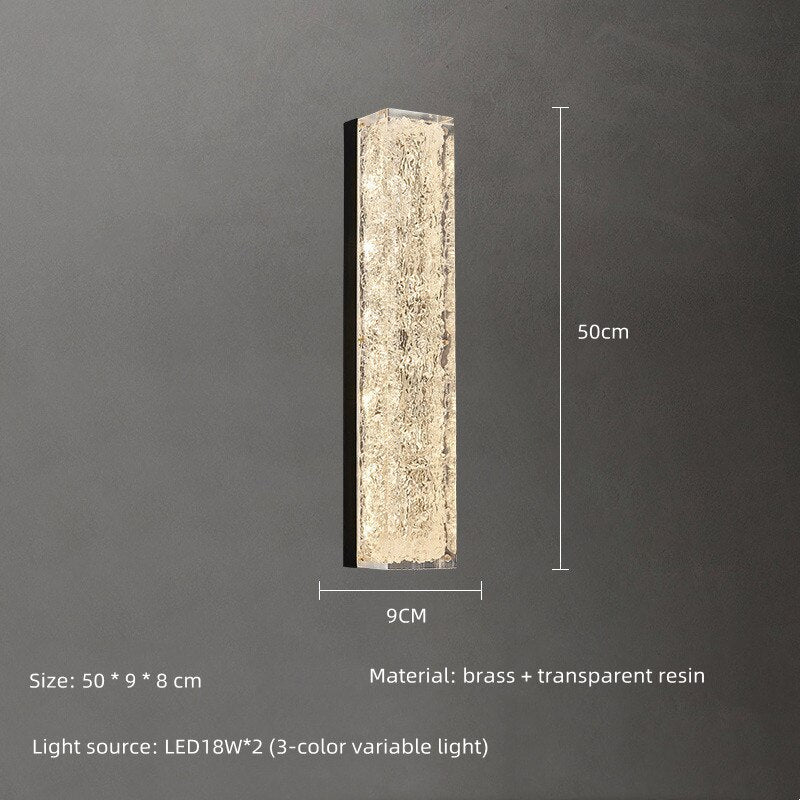 Bedside Copper Crystal Led Wall Lamp For Living Room Background Corridor Light Postmodern Resin