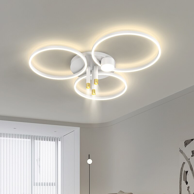 Nordic Round Ring Led Ceiling Chandelier Simple Living Room Bedroom Home Indoor Lighting Decor Iron