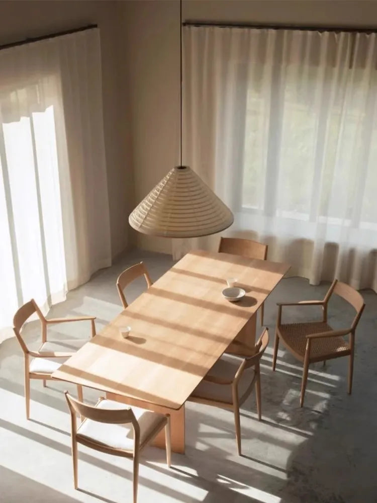 Japanese Wabi Sabi Wind Round Rice Paper Led Pendant Lights Living Dining Room Bedroom Loft