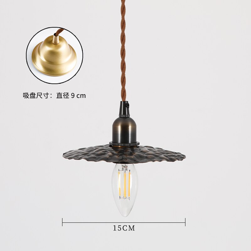 Japanese Retro Vintage Brass Pendant Lights Individual Warm Gold/Black Hanging Lamp Led E14 Bedroom