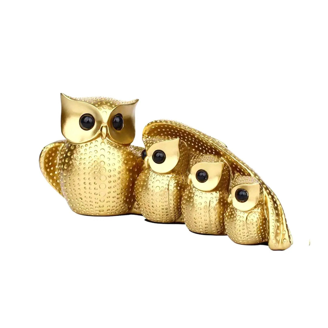 Owl Statue Family Of Four Decorative Figurines Home Decor Animal Sculpture Bird Decoration Crafts