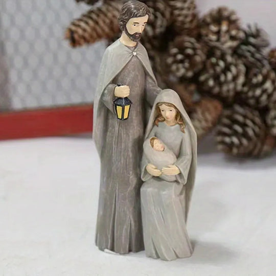 Christmas Holy Family Figurines Piece Nativity Scene Figurine Resin Religious Art Decor Statue