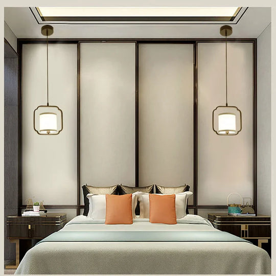 Minimalist Single - Head Fabric Chandelier - Iron Black Bedside Pendant Light For Modern Home Decor