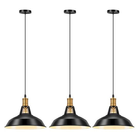 Farmhouse Industrial Pendant Lamp E27 Vintage Hanging Light For Kitchen Island Black White 27Cm