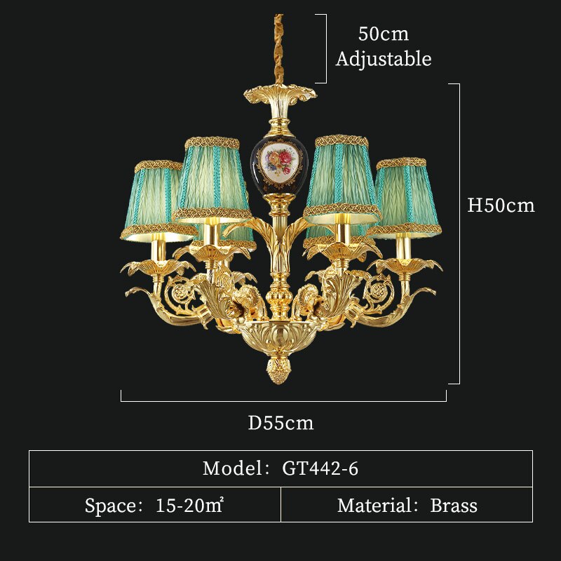 French Palace Decorative Lighting Living Room Pendant Lamp Beside Luxury Chandelier Brass Antique