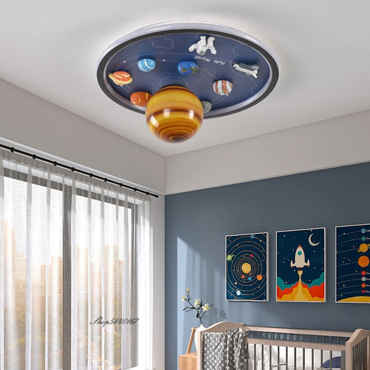 Astronaut Space Planet Ceiling Lights Dreamy Kids Children Bedroom Led Lamp Decor Diorama 3D Galaxy
