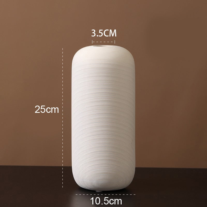 Minimalist Handmade Zen Ceramic Vase: Modern Decorative Art For Living Room And Home White D