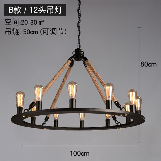 Vintage Retro Hemp Rope Industrial Pendant Light For Living Room Home Design Kitchen Fixtures