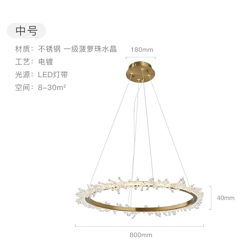 American Fashion Fire Crystal Flower Ring Chandelier Lighting Modern Luxury Simple Suspension