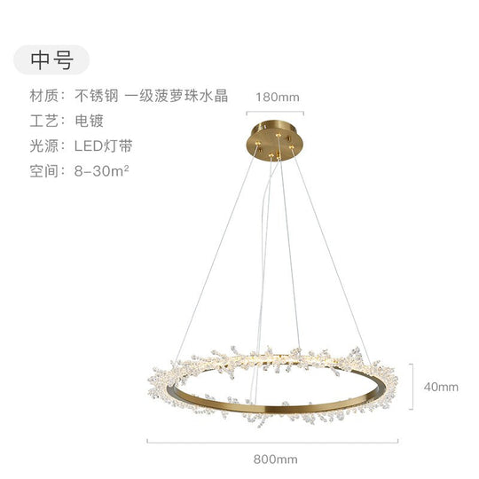 American Fashion Fire Crystal Flower Ring Chandelier Lighting Modern Luxury Simple Suspension