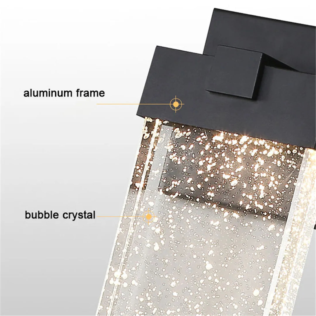 Modern Led Waterproof Wall Light With Essence Bubble Glass - Matte Black Finish Indoor/Outdoor Wall
