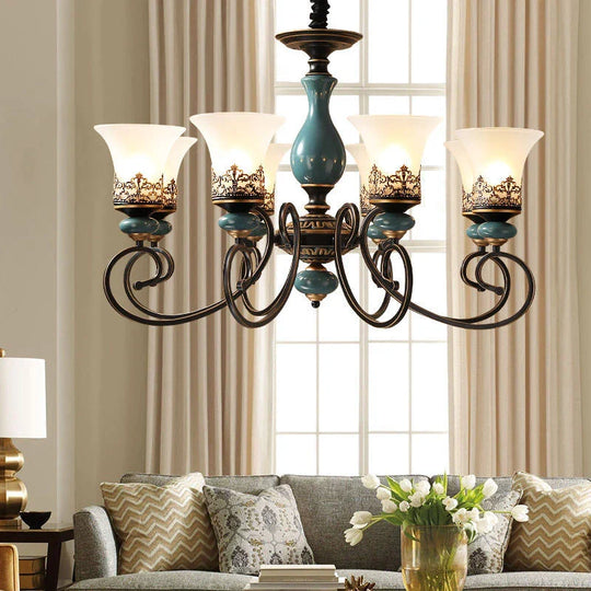 Isabella European Vintage Ceramic Chandelier - Classic Metal And Glass Design For Living Rooms