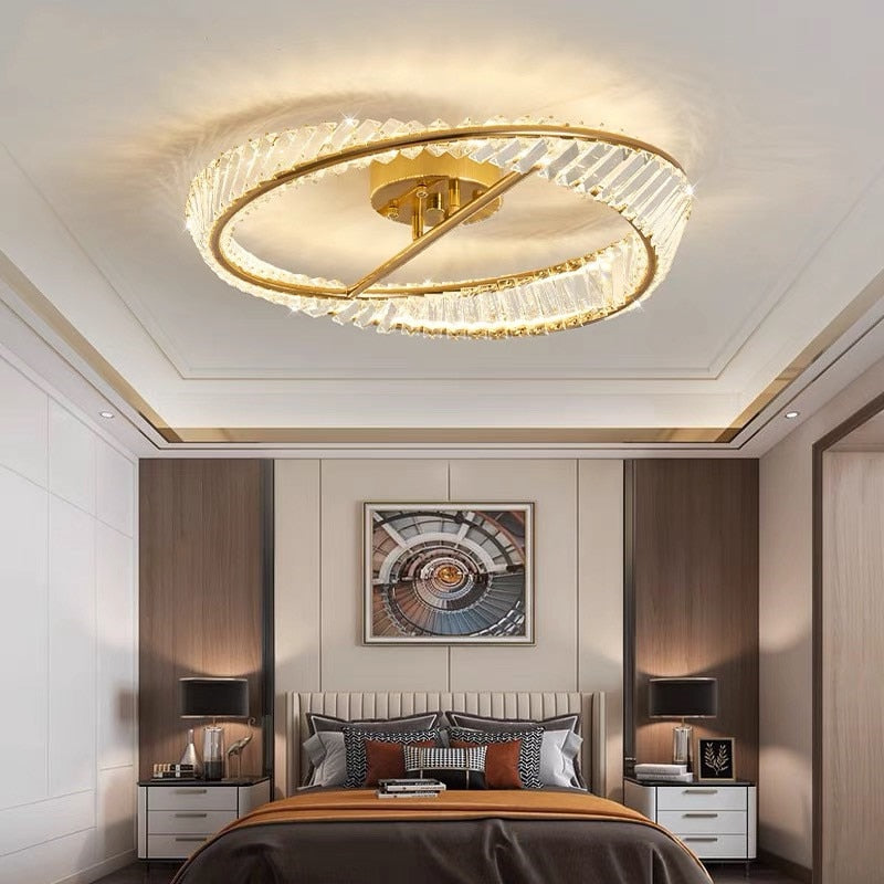 Modern Led Irregular Rings Ceiling Lamps Crystal Bedroom Chandelier Lamp Living Room Lights Luster