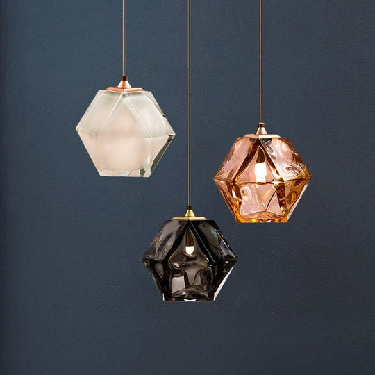 American Simple Geometric Creative Diamond Glass Pendant Lights Modern Lustre Suspension Luminaire