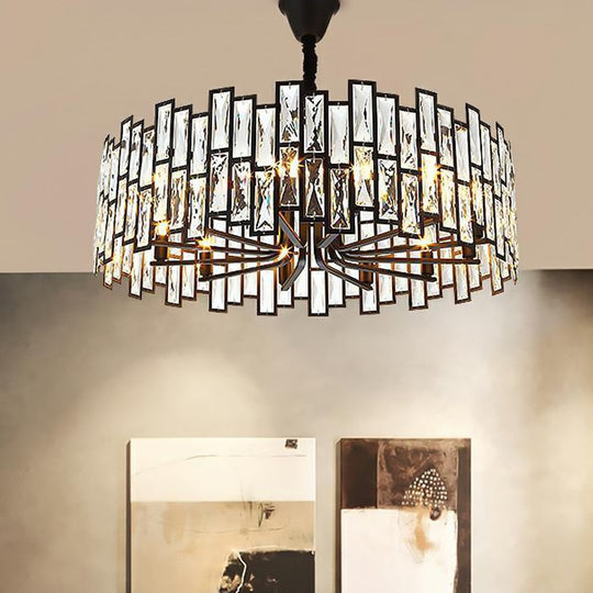 Modern Round Crystal Black Chandelier For Living Room Dining Bar Lighting