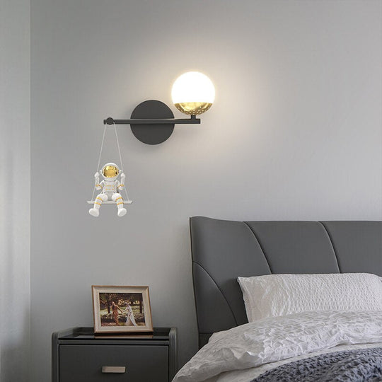 Astronaut Swing Glass Ball Modern Children Wall Lamp Bedroom Bedside Living Room Kitchen Bathroom