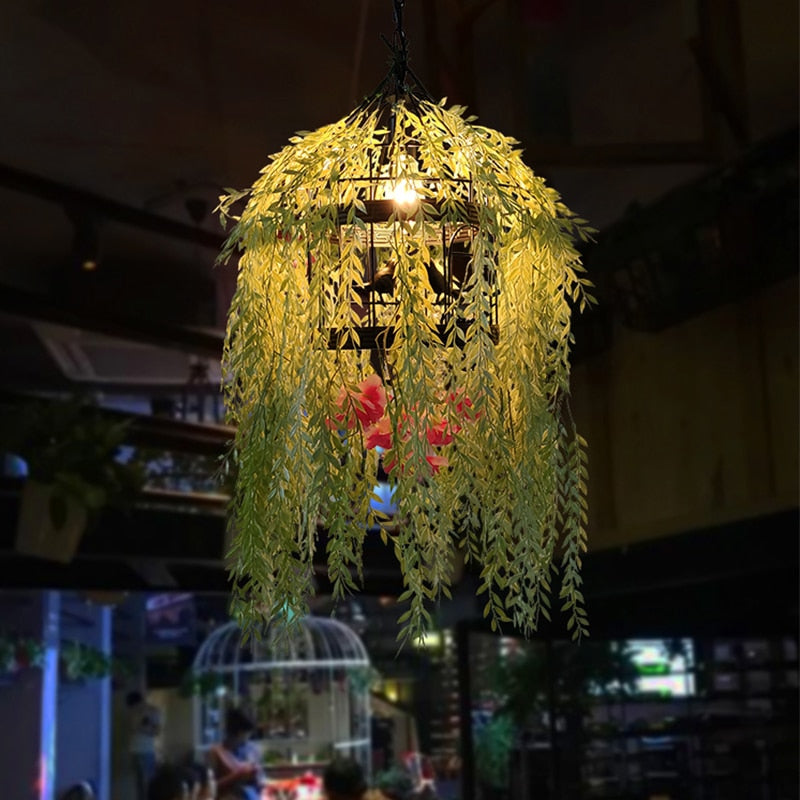 Plant Hot Pot Restaurant Chandelier Theme Creative Private Room Card Seat Wrought Iron Bird Cage