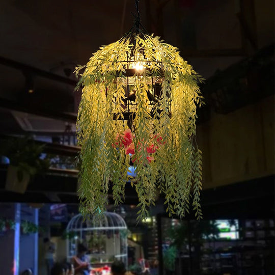 Plant Hot Pot Restaurant Chandelier Theme Creative Private Room Card Seat Wrought Iron Bird Cage