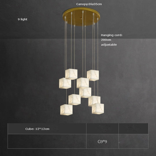 Retro Marble Rubik Cube Led Lustre Pendant Lights. Hanging Lamps For Ceiling Suspension Luminaire