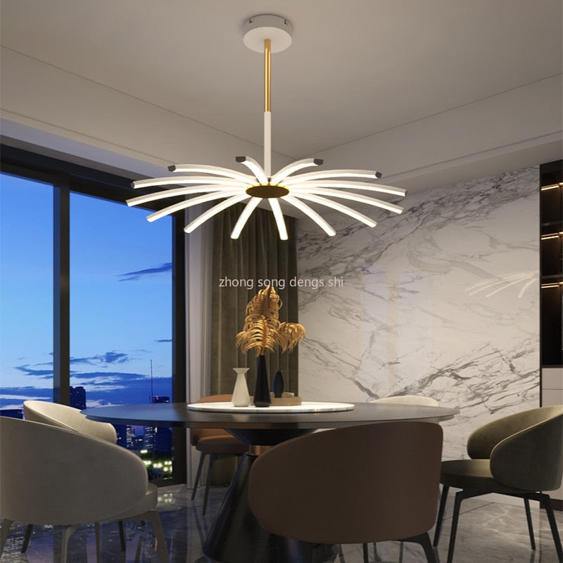 Modern Umbrella Led Ceiling Chandelier Black White Minimalist Decor For Living Dining Room Center